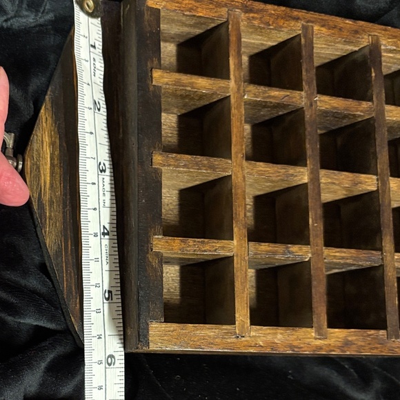 Rustic Dark Brown Wooden Wall Shelf for trinkets, thimbles, collectibles - Picture 8 of 11